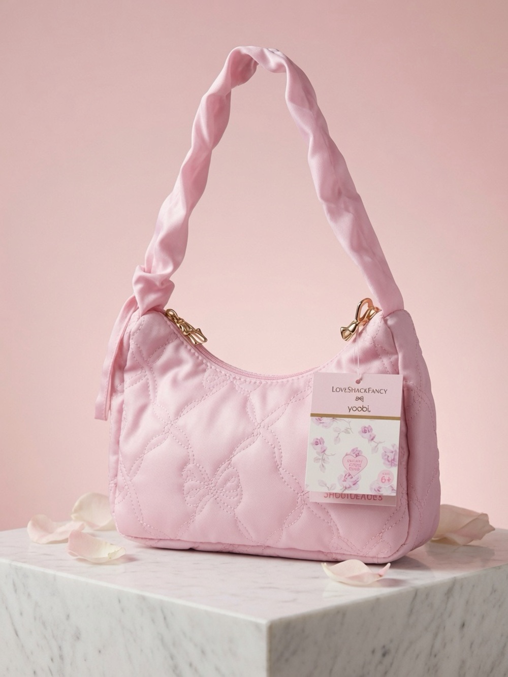 LoveShackFancy Soft Pink Quilted Shoulder Bag